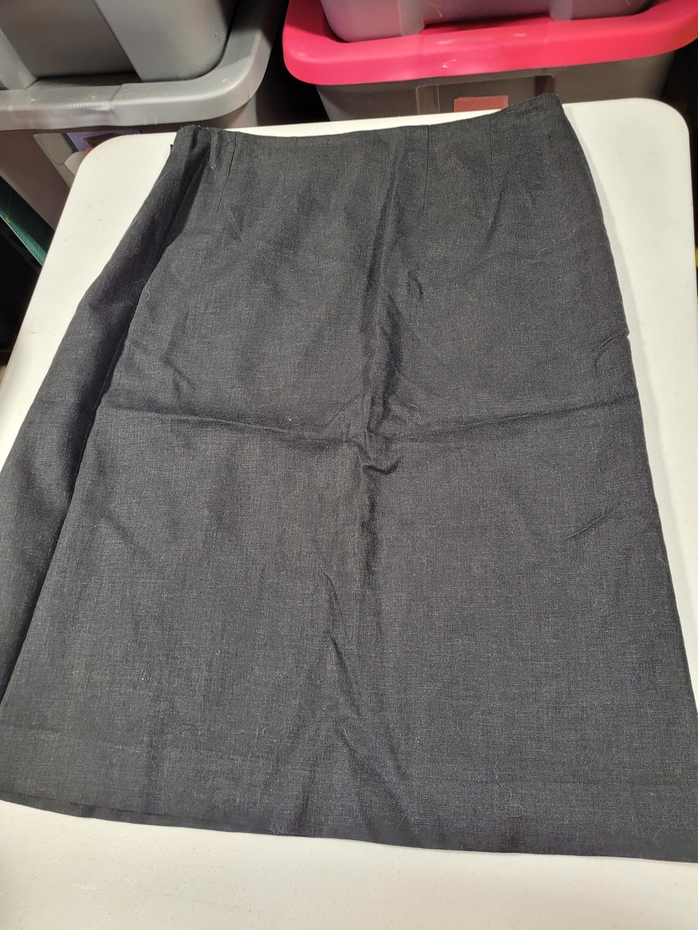 Black Pencil Skirt with White Floral Embroidery - Picture 3 of 3